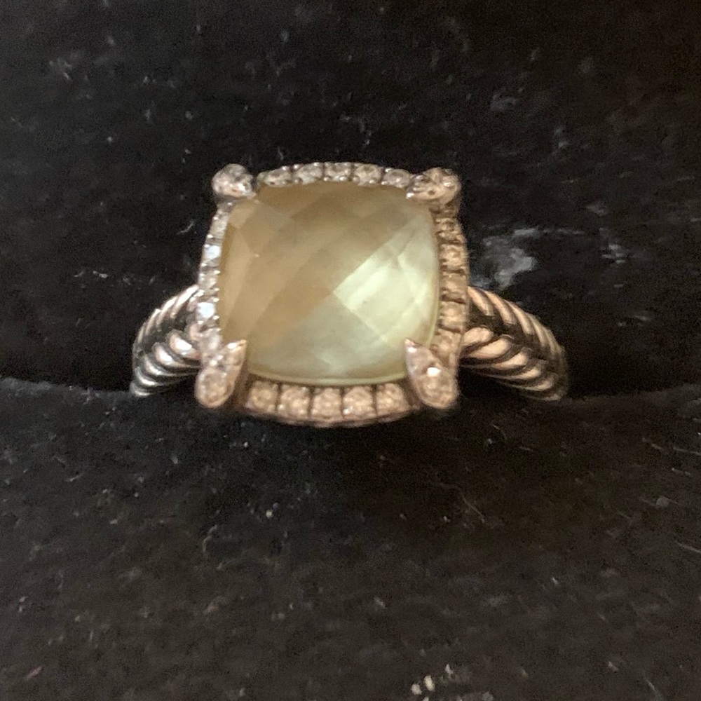 David Yurman citrine  and diamond sterling silver ring.